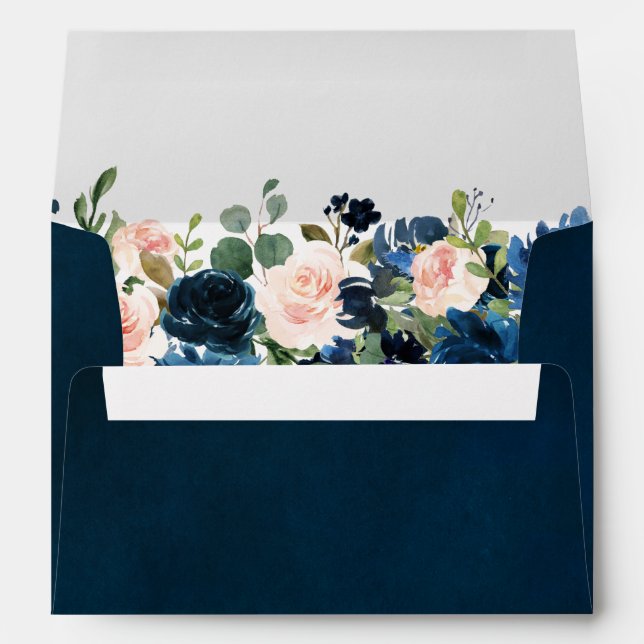Enveloppe Mariage Boho bleu bleu bleu rose bleu marine (Dos (Bas))