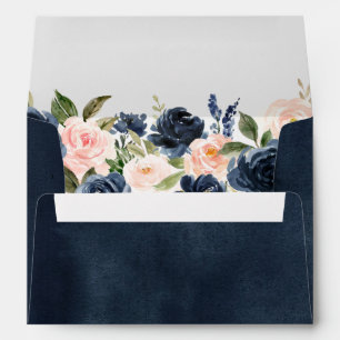 Enveloppe Mariage Boho bleu bleu bleu rose bleu marine