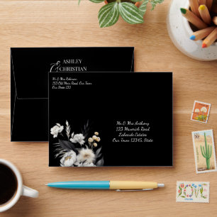 Enveloppe Mariage boho noir et blanc