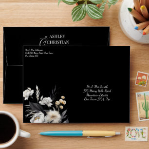 Enveloppe Mariage boho noir et blanc élégant