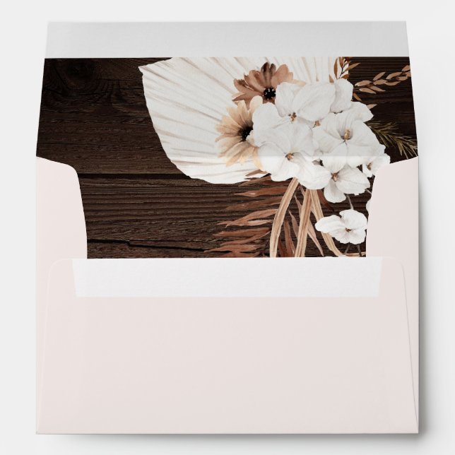 Enveloppe Mariage Boho Rustique Bois (Dos (Bas))
