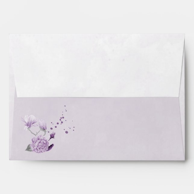 Enveloppe mariage botanique aux tons violets (Dos (Haut rabat))
