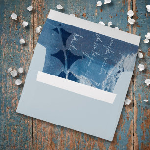 Enveloppe Mariage Botanique Bleu Cyan Moderne