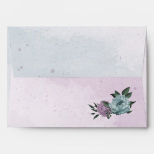 Enveloppe mariage botanique de fleurs bleues violettes