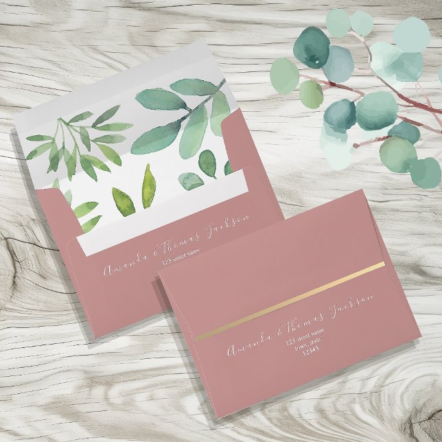 Enveloppe Mariage Botanique Dusty Rose (Créateur téléchargé)