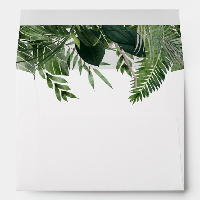 Enveloppe Mariage botanique Feuille de verdure tropicale (Dos (Bas))