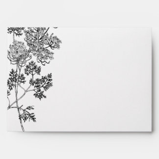 Enveloppe Mariage botanique noir et blanc d'illustration