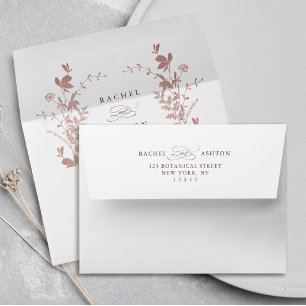 Enveloppe Mariage Botanique Rose Poussiéreuse Romantique