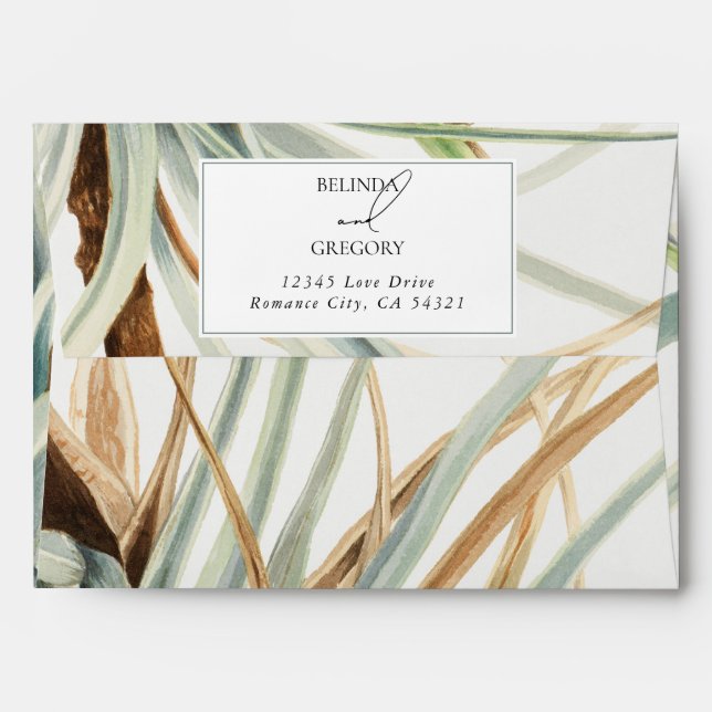 Enveloppe Mariage botanique rustique neutre 5x7 Invitation (Dos (Haut rabat))