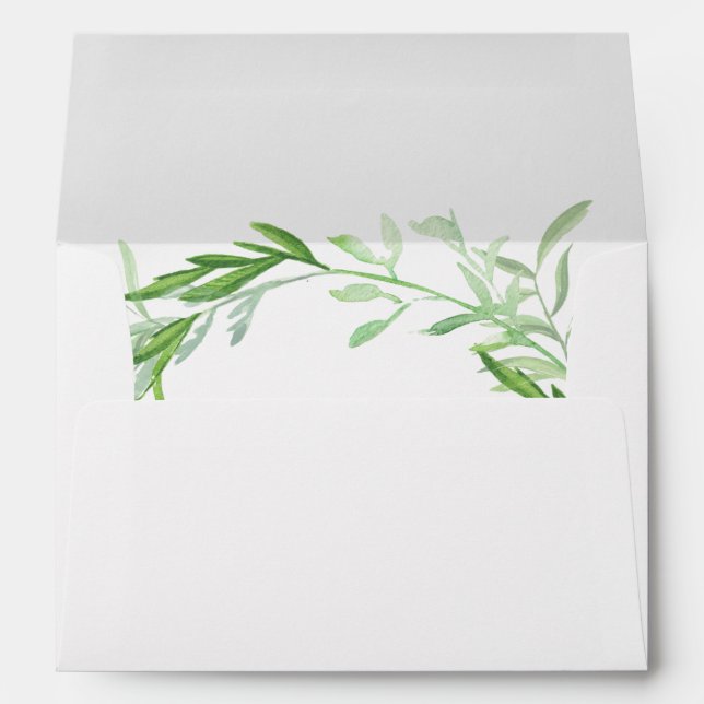 Enveloppe Mariage botanique vert de guirlande de feuille (Dos (Bas))