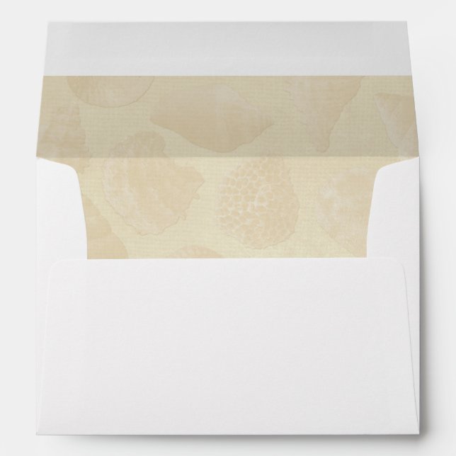 Enveloppe Mariage Burlap Lace et Sea Shell (Dos (Bas))