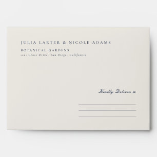 Enveloppe Mariage Calligraphié Classique Bleu Nuit et Ivoire