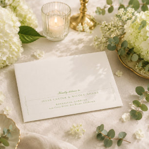 Enveloppe Mariage Calligraphie Ivoire Vert Olive Classique