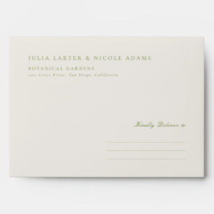 Enveloppe Mariage Calligraphie Ivoire Vert Olive Classique