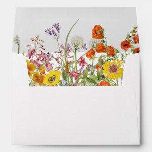 Enveloppe Mariage campagnard aux fleurs sauvages colorées