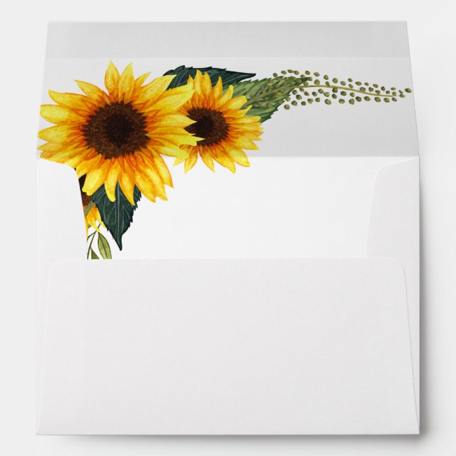 Enveloppe Mariage campagnard de tournesols rustiques (Dos (Bas))