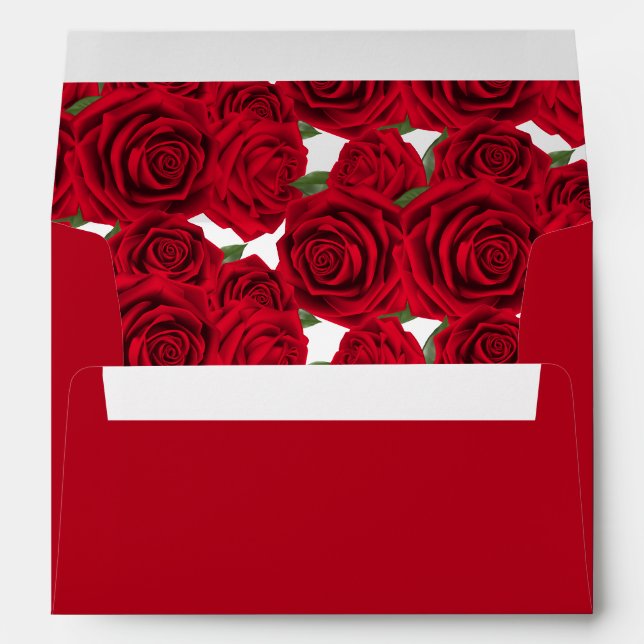 Enveloppe mariage Card/Invitation-Red Roses Envelo (Dos (Bas))