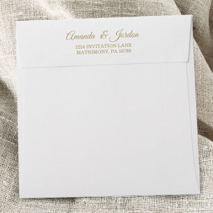 Enveloppe Mariage Carré de calligraphie or simple