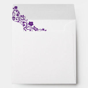 Enveloppe Mariage Carré de Lovebirds Floral violet