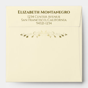 Enveloppe Mariage Carré Gold et Cream Fancy Filigree