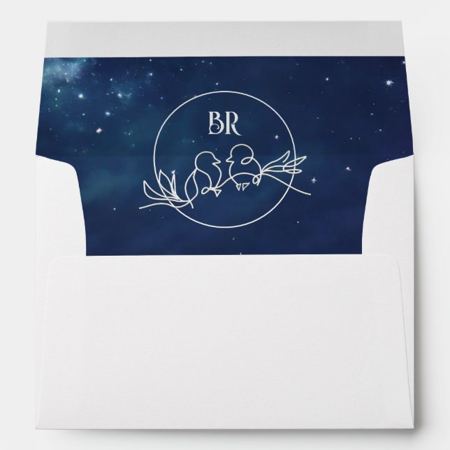 Enveloppe Mariage céleste avec doublure Monogramme (Dos (Bas))