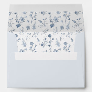 Enveloppe Mariage Chic Classique Victorien Bleu Jardin Franç