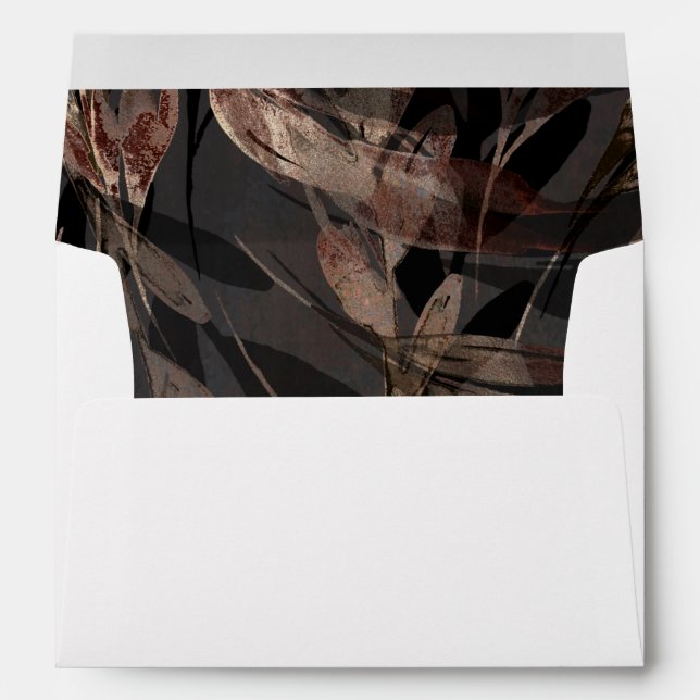 Enveloppe Mariage chic floral botanique bronze doré (Dos (Bas))