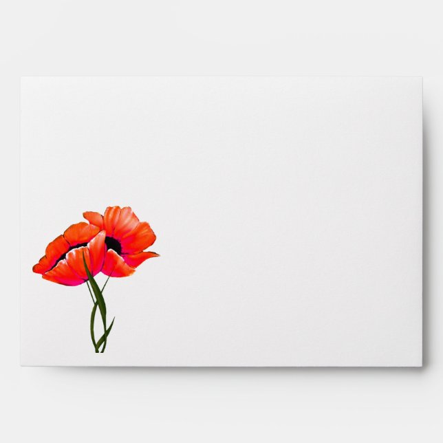 Enveloppe Mariage Chic Orange Poppies (Devant)