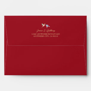 Enveloppe Mariage chinois de l'oiseau floral rouge