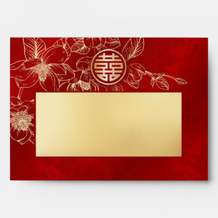 Enveloppe Mariage chinois Magnolia Red Gold