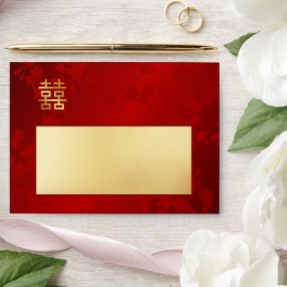 Enveloppe Mariage Chinois Or Rouge