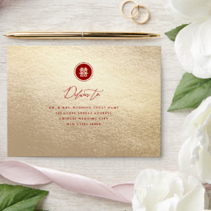 Enveloppe Mariage chinois Red/Gold Cercle double bonheur