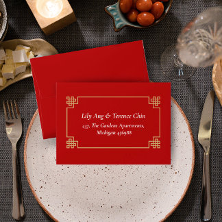 ENVELOPPE MARIAGE CHINOISERIE ROUGE