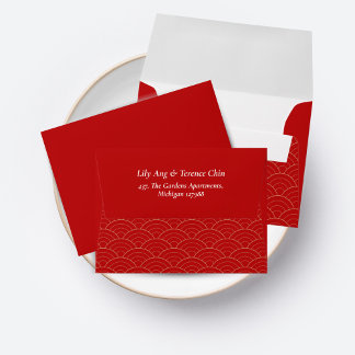 ENVELOPPE MARIAGE CHINOISERIE ROUGE