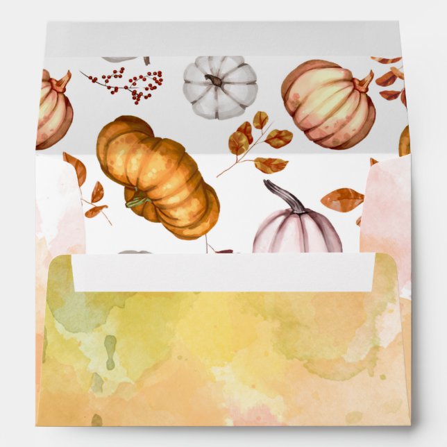 Enveloppe Mariage Citrouille aquarelle (Dos (Bas))