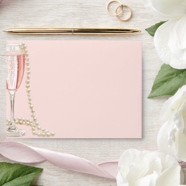 Enveloppe Mariage civilisé Perles & Prosecco Rose Moderne (Wedding)