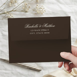 Enveloppe Mariage Classique Argent Vieux Brun Foncé