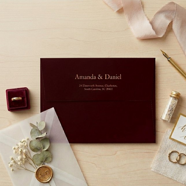 Enveloppe Mariage Classique Auburn Brun Or (Créateur téléchargé)