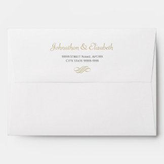Enveloppe Mariage classique blanc et or simple