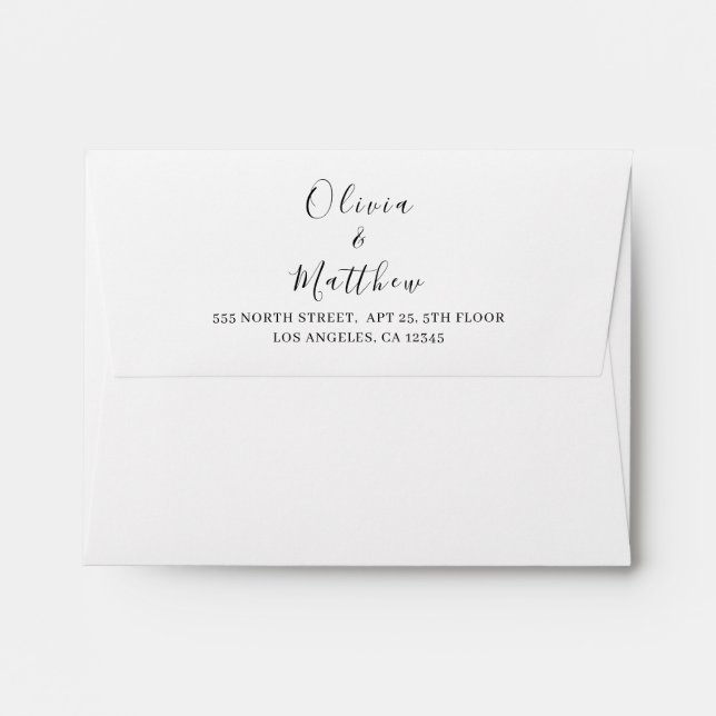 Enveloppe Mariage classique blanc minimaliste (Dos (Haut rabat))