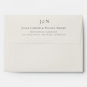 Enveloppe Mariage Classique Calligraphie Monogramme Ivoire N