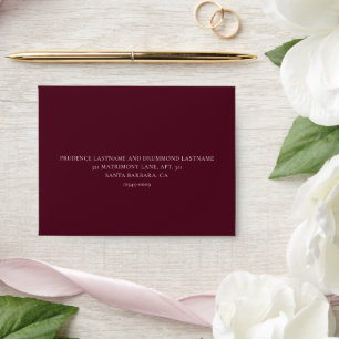 Enveloppe Mariage Classique Élégant Bourguignon Foncé