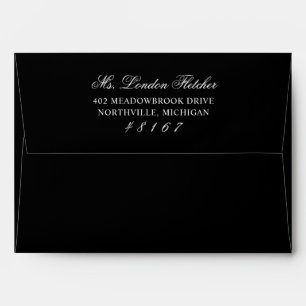 Enveloppe Mariage Classique Élégant Noir et Blanc