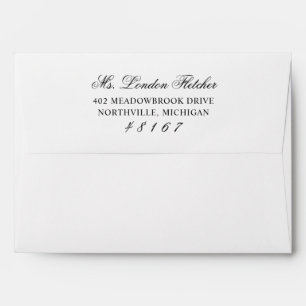 Enveloppe Mariage Classique Élégant Noir et Blanc