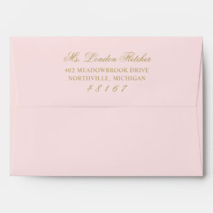 Enveloppe Mariage Classique Élégant Rose et Or