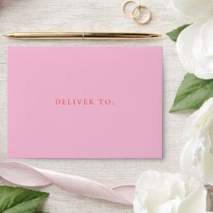 Enveloppe Mariage Classique Élégant Rose et Rouge