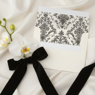 Enveloppe Mariage Classique Ivoire à Motif Rococo Damassé