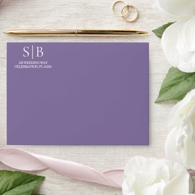 Enveloppe Mariage classique Monogram Lavender (Wedding)