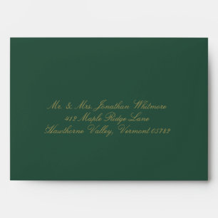 Enveloppe Mariage Classique Vert Calligraphie Art Baroque