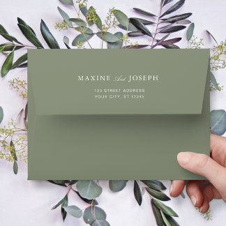 Enveloppe Mariage Classique Vert Poussiéreux Script
